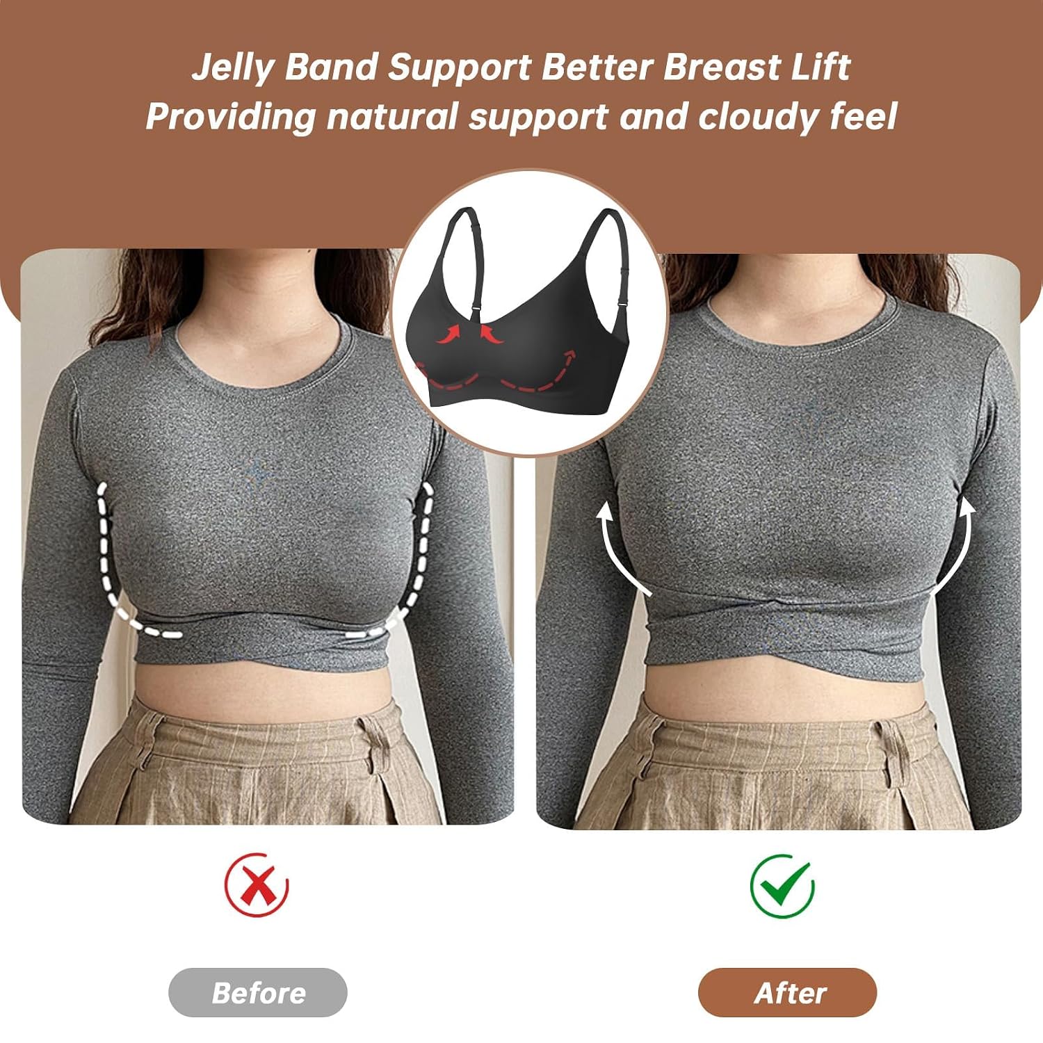 OEAK Women's Wireless Seamless Jelly Bra — image 4