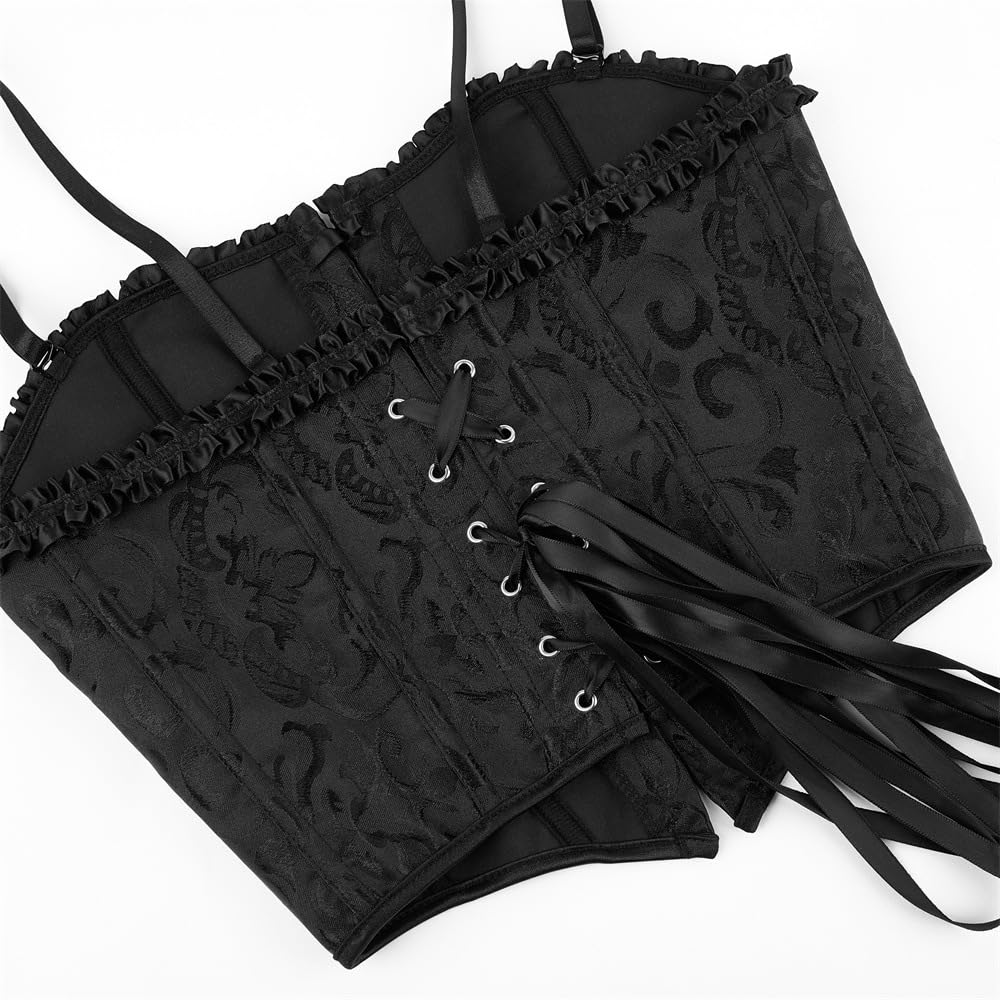 INOGIH Lace Spaghetti Strap Bustier Corset Crop Top — image 4