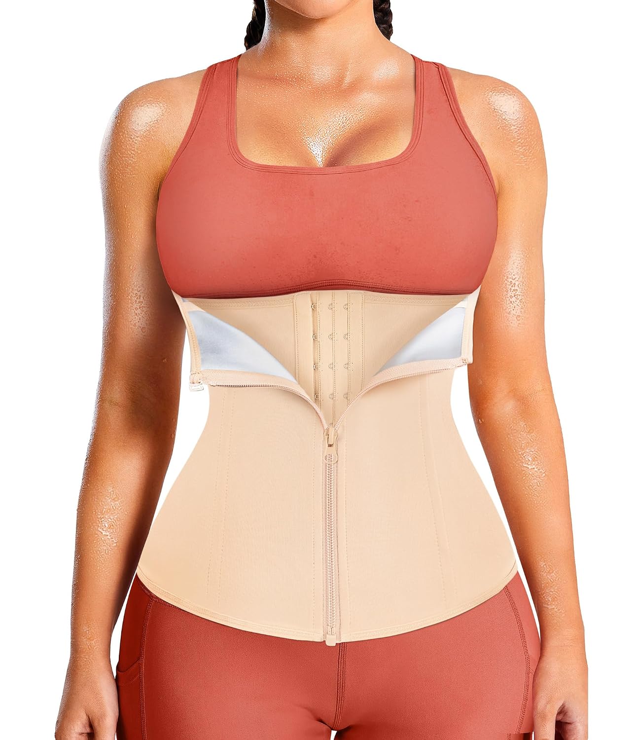 LEINIDINA Waist Trainer Corset with Zipper & Hook