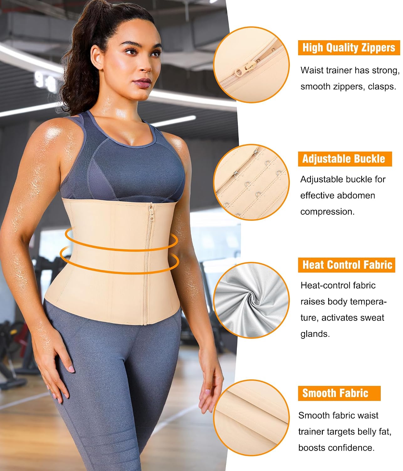 LEINIDINA Waist Trainer Corset with Zipper & Hook — image 4