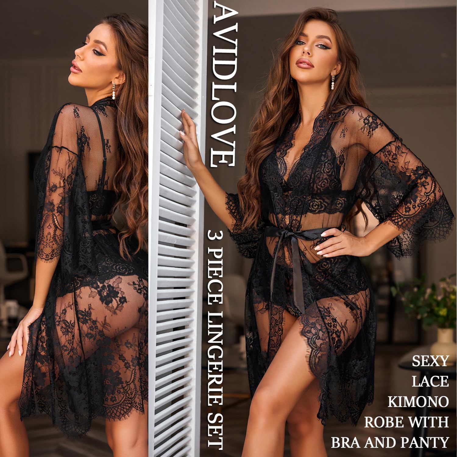 Avidlove Women's Lace 3-Piece Lingerie Set — image 2