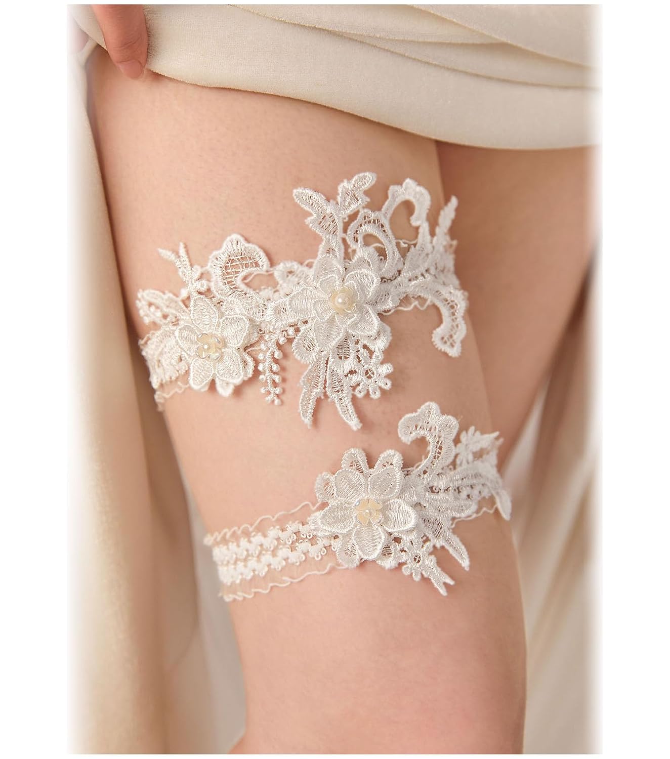 Aprildress 2-Piece Bridal Lace Garter Set