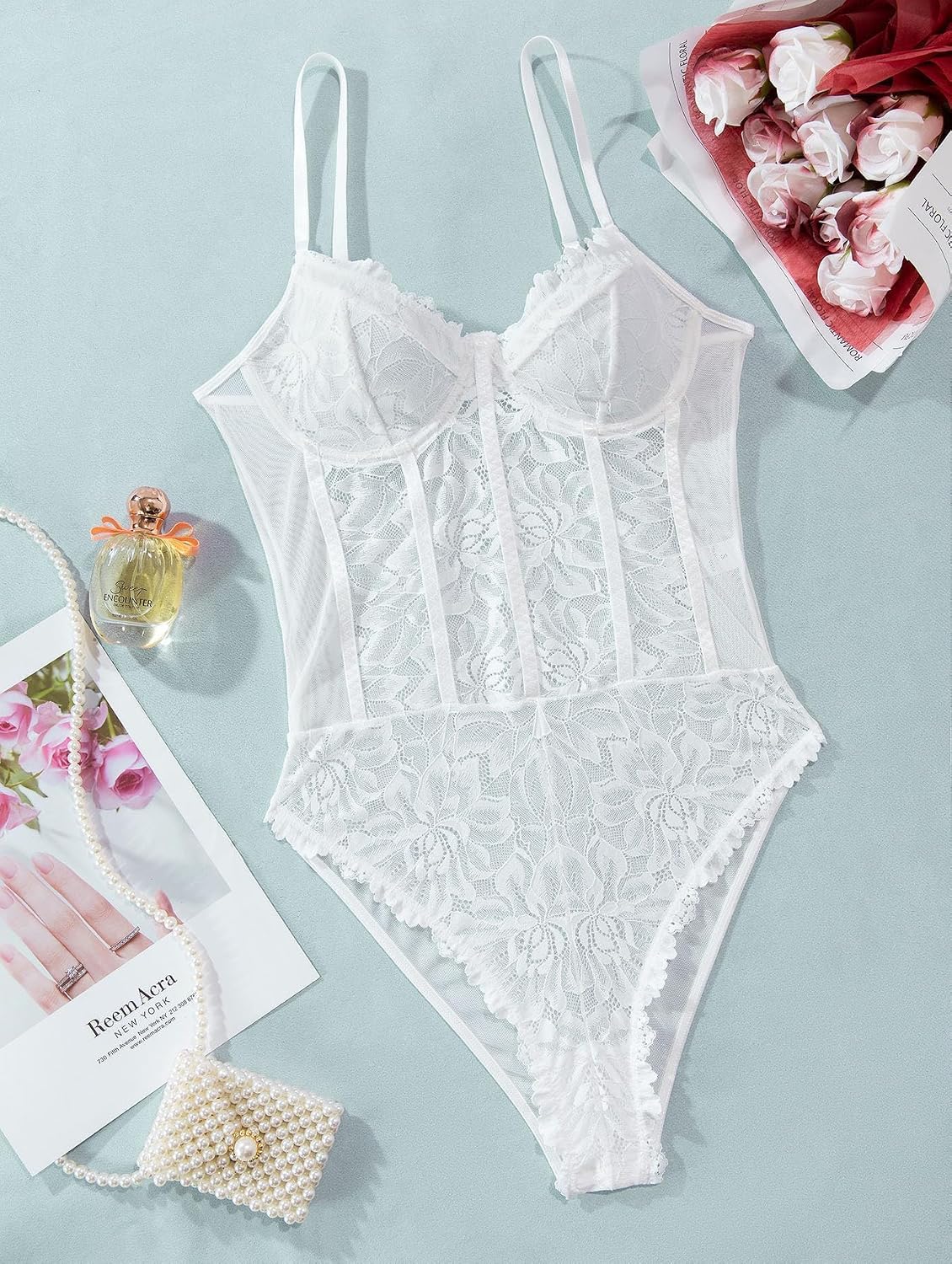 Lilosy Floral Lace Mesh Bustier Bodysuit — image 5