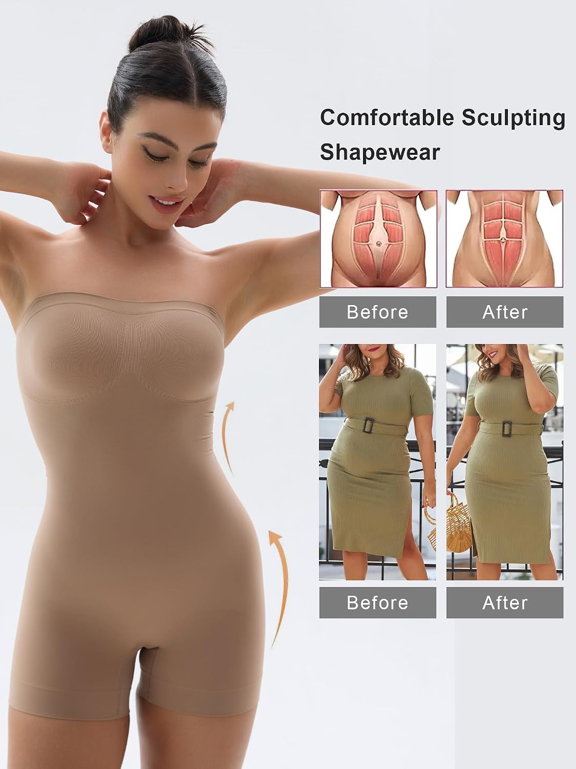 SHAPERX Strapless Seamless Tummy Control Shortie Bodysuit — image 6