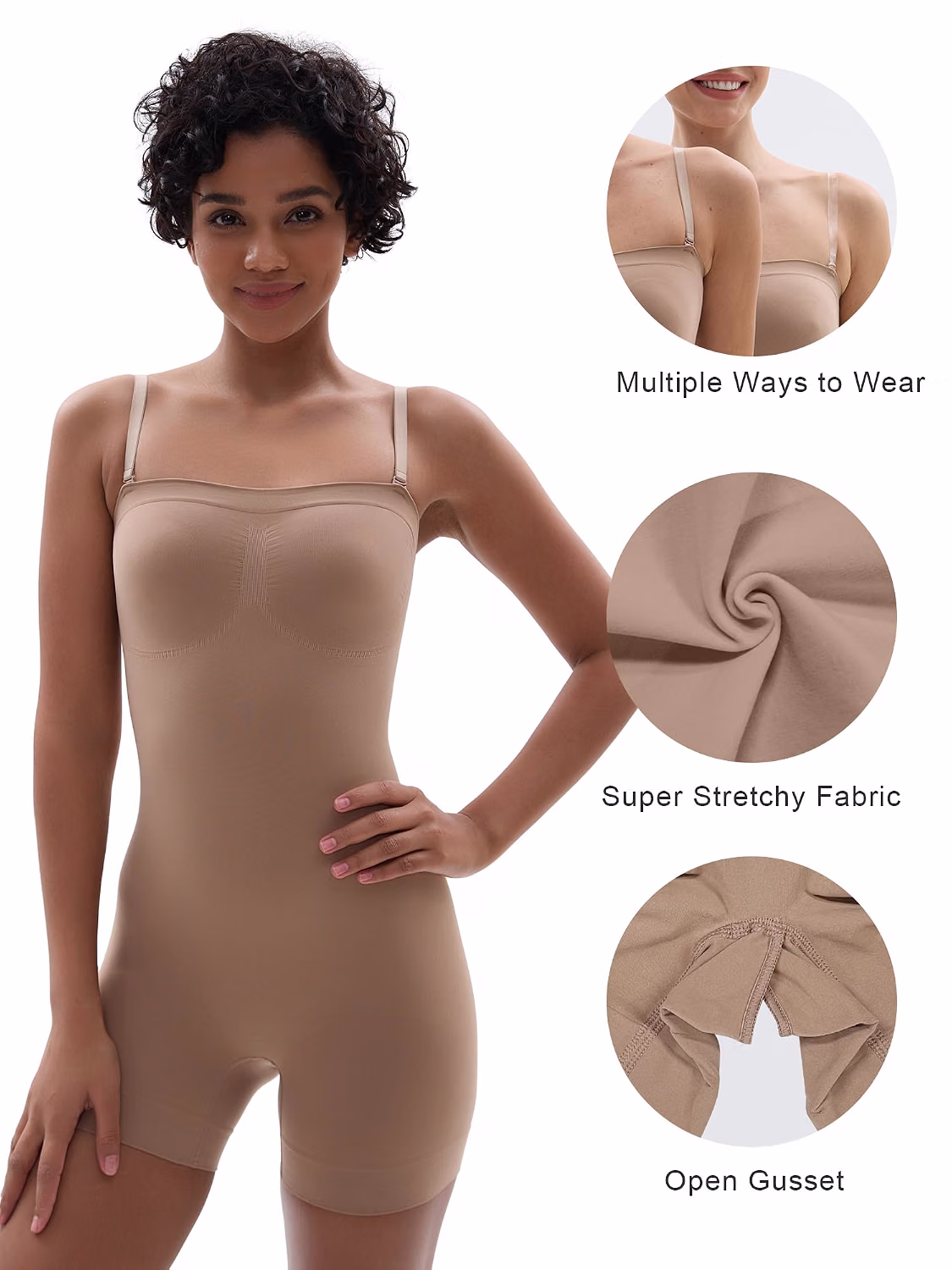 SHAPERX Tummy Control Strapless Shortie Bodysuit — image 5