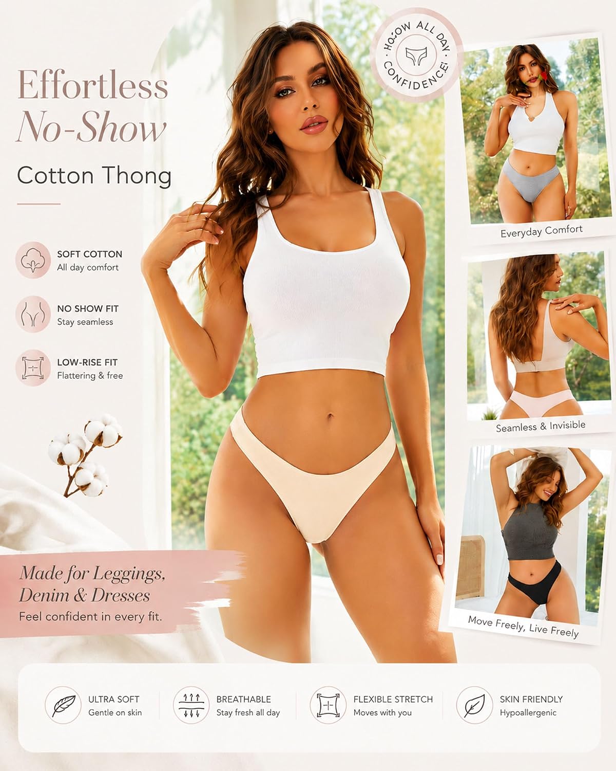 CUTE BYTE Cotton Thongs for Women 6-Pack — image 3
