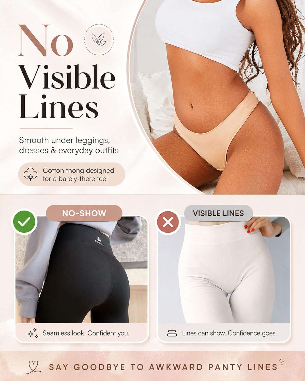 CUTE BYTE Cotton Thongs for Women 6-Pack — image 4