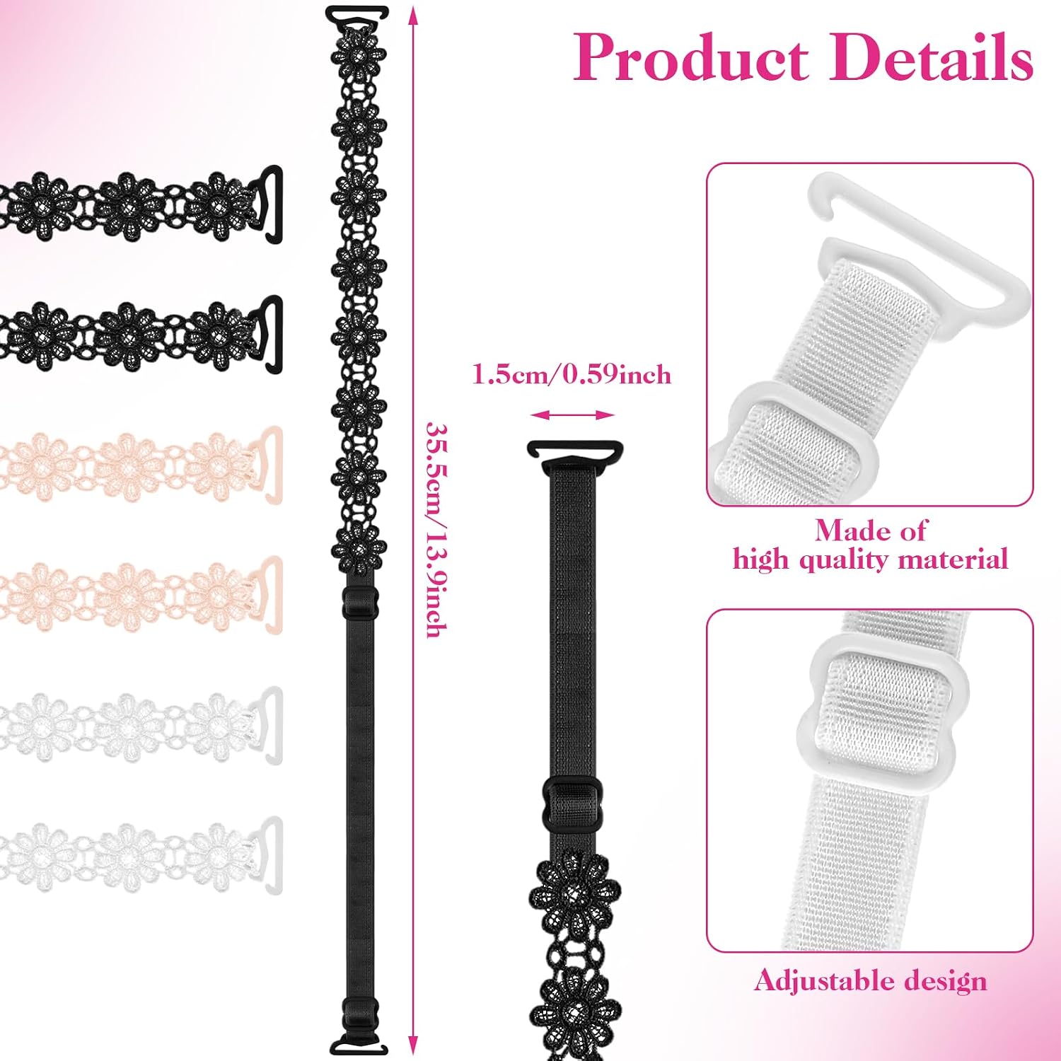 Abeillo Women's Non-Slip Elastic Bra Straps — image 2
