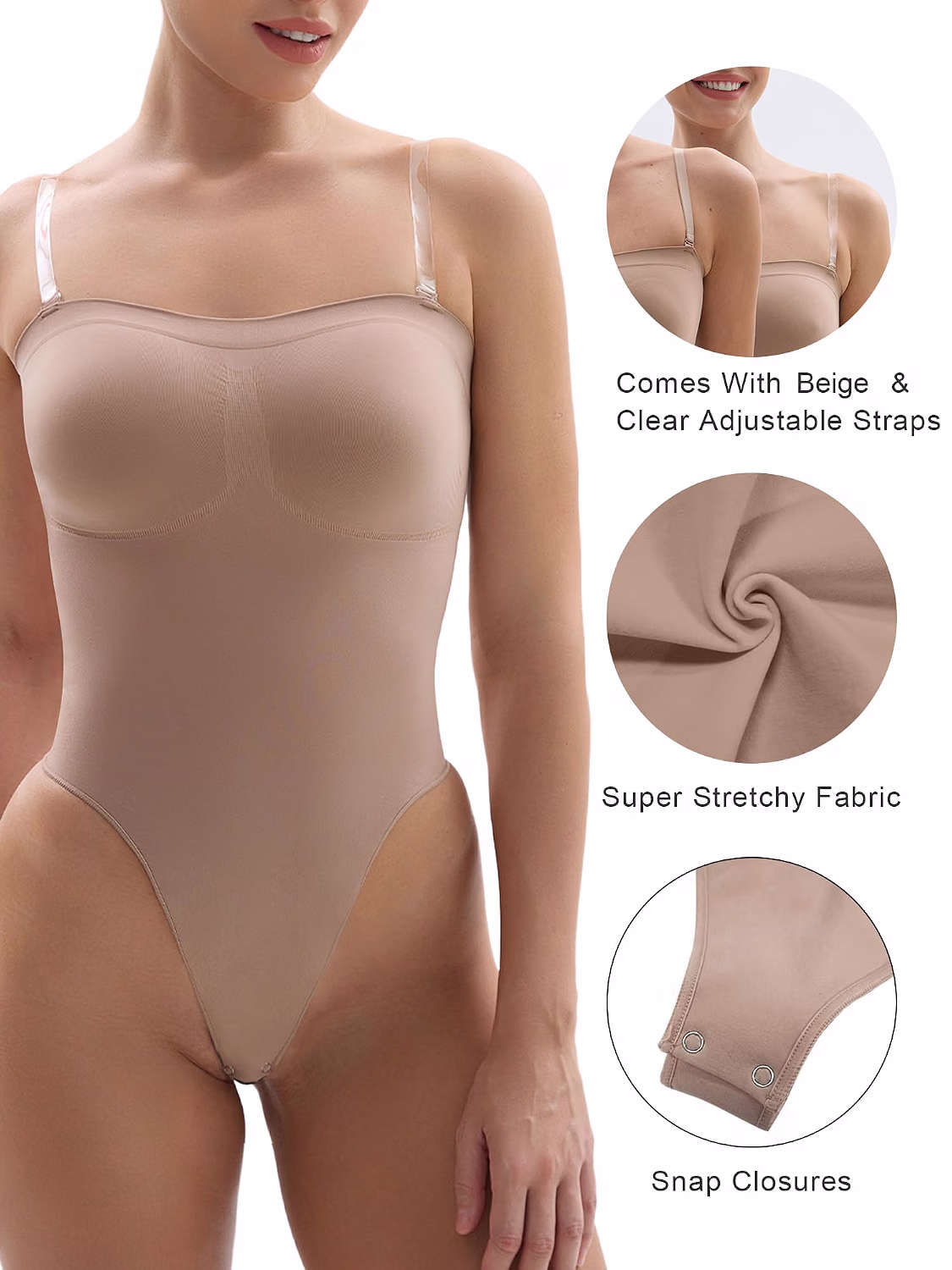 SHAPERX Strapless Seamless Tummy Control Bodysuit — image 4