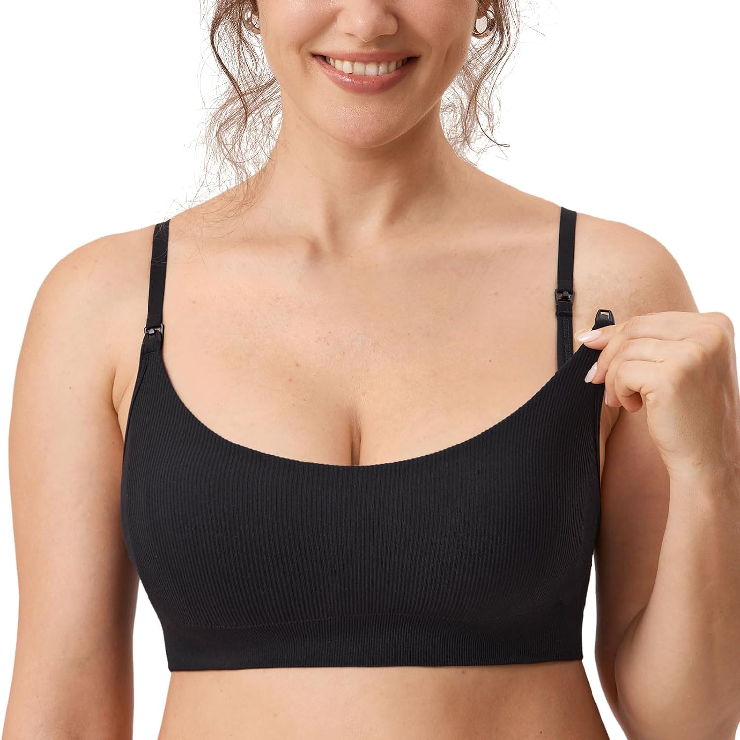 MOMANDA Ribbed Nursing Bra for Breastfeeding