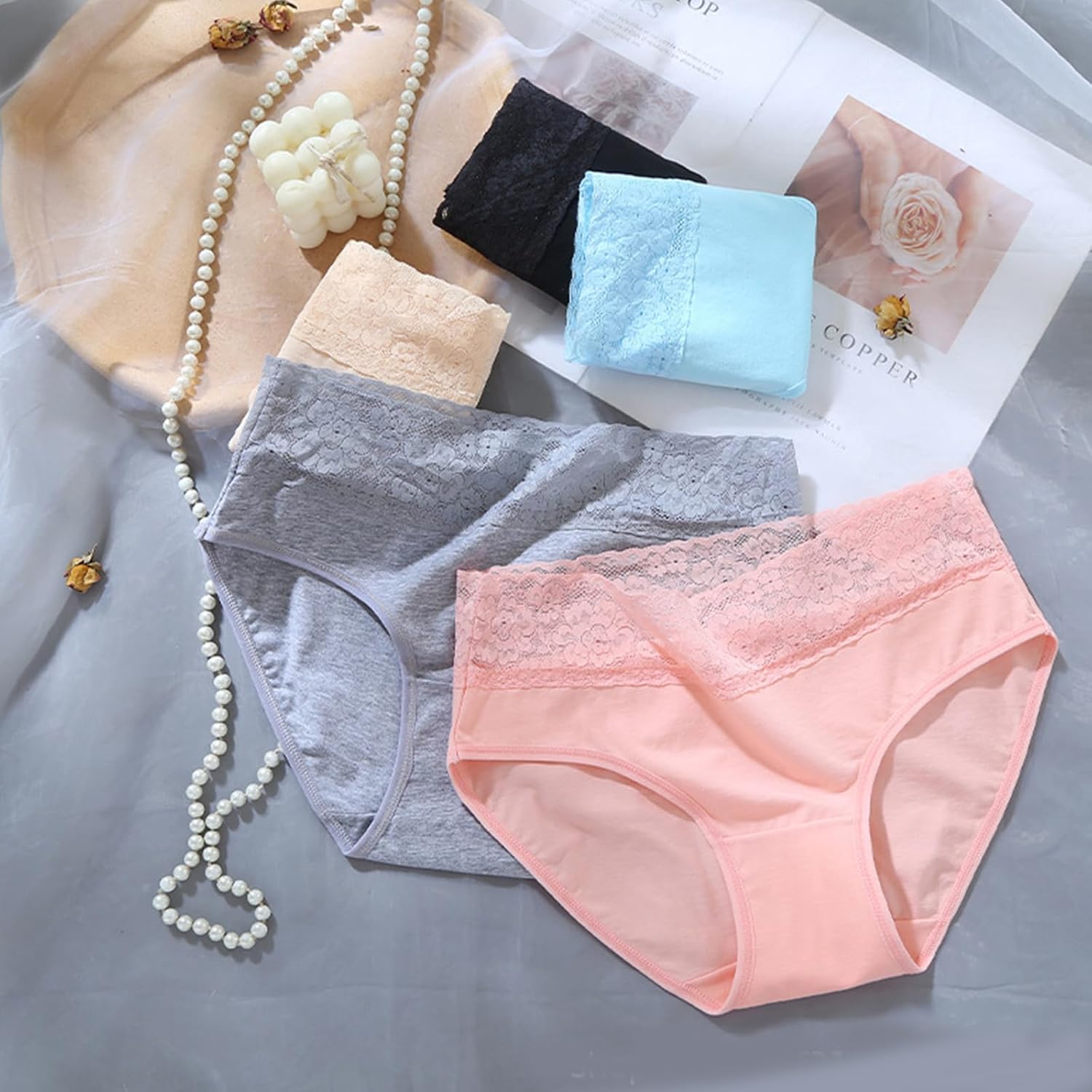 Cameway 5 Pack Cotton Lace Bikini Panties — image 3