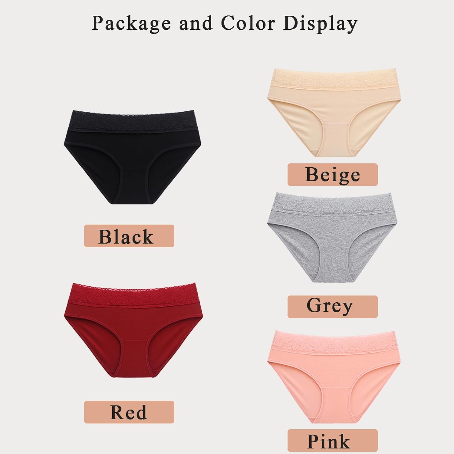 Cameway 5 Pack Cotton Lace Bikini Panties — image 4