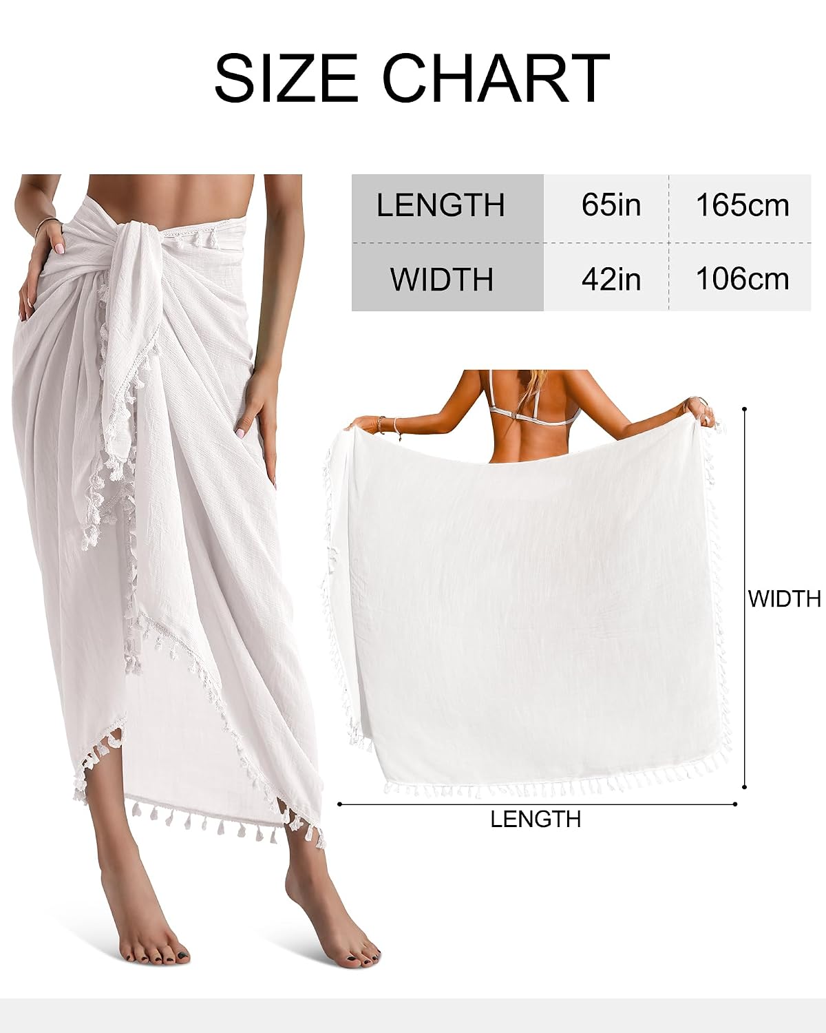 Eicolorte Women's Sarong Cover Up Wrap — image 6