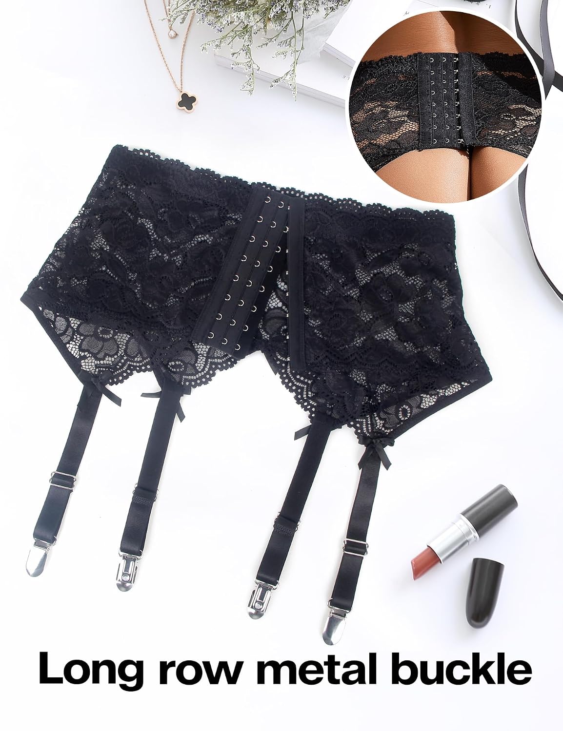 Ohmydear Plus Size Lace Garter Belt for Thigh Highs — image 3
