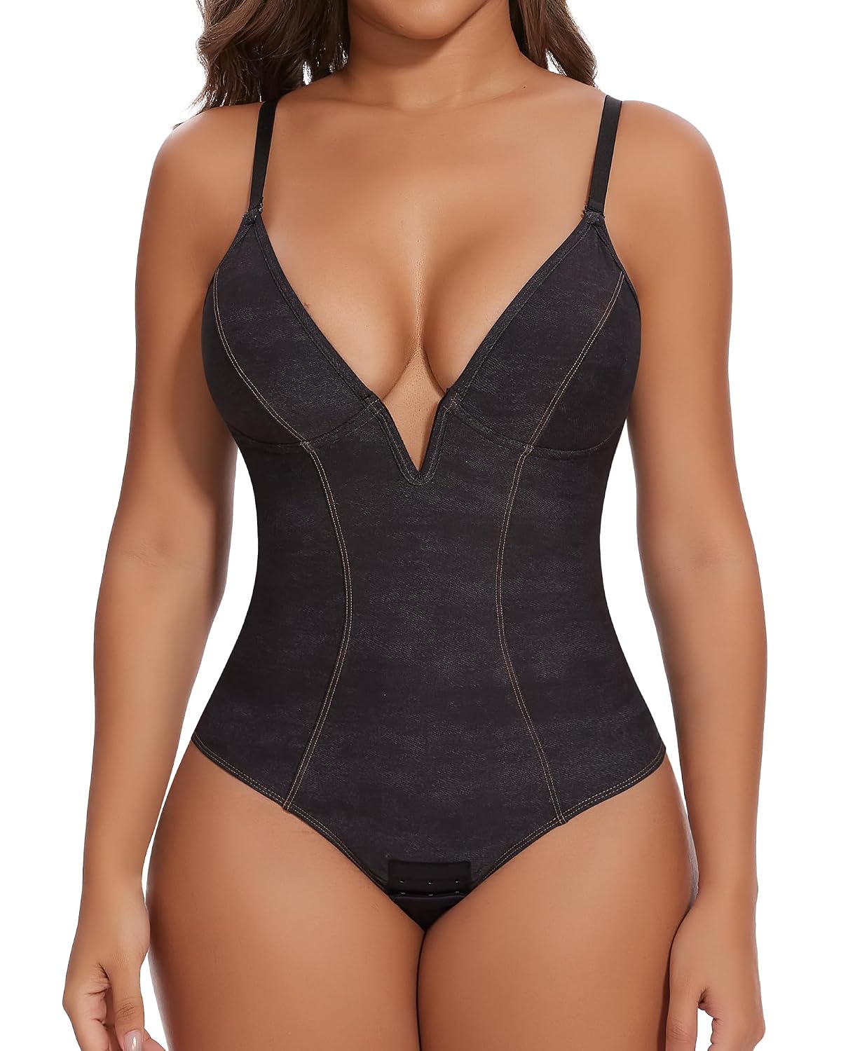 SHAPERIN Women's Deep V Plunge Tummy Control Bodysuit — image 4
