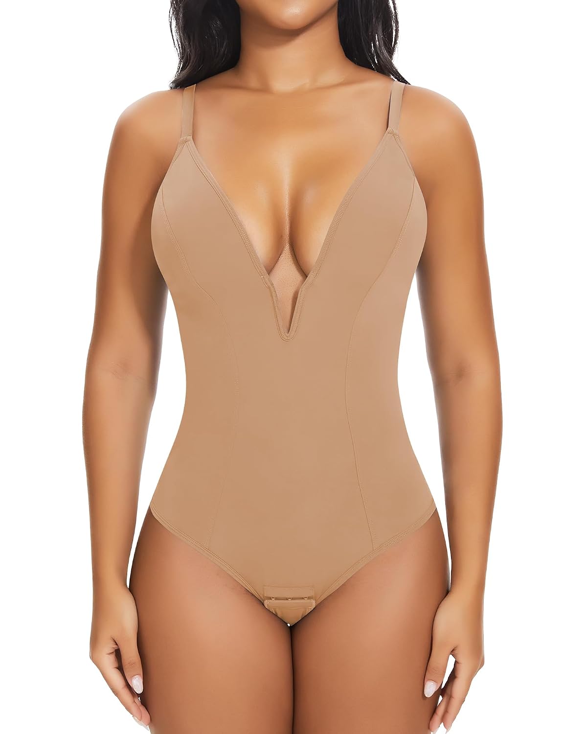 SHAPERIN Women's Deep V Plunge Tummy Control Bodysuit — image 6