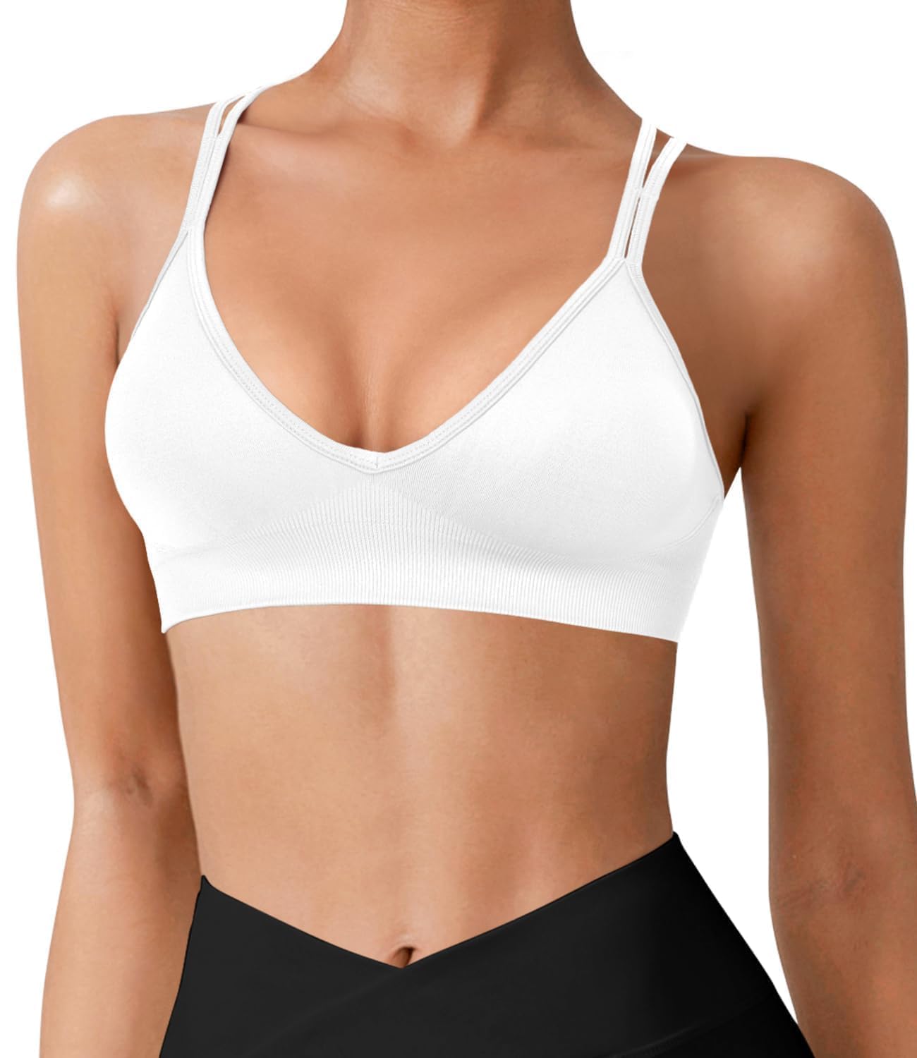 VEQKING Seamless V-Neck Cross Back Sports Bra 3 Pack — image 2
