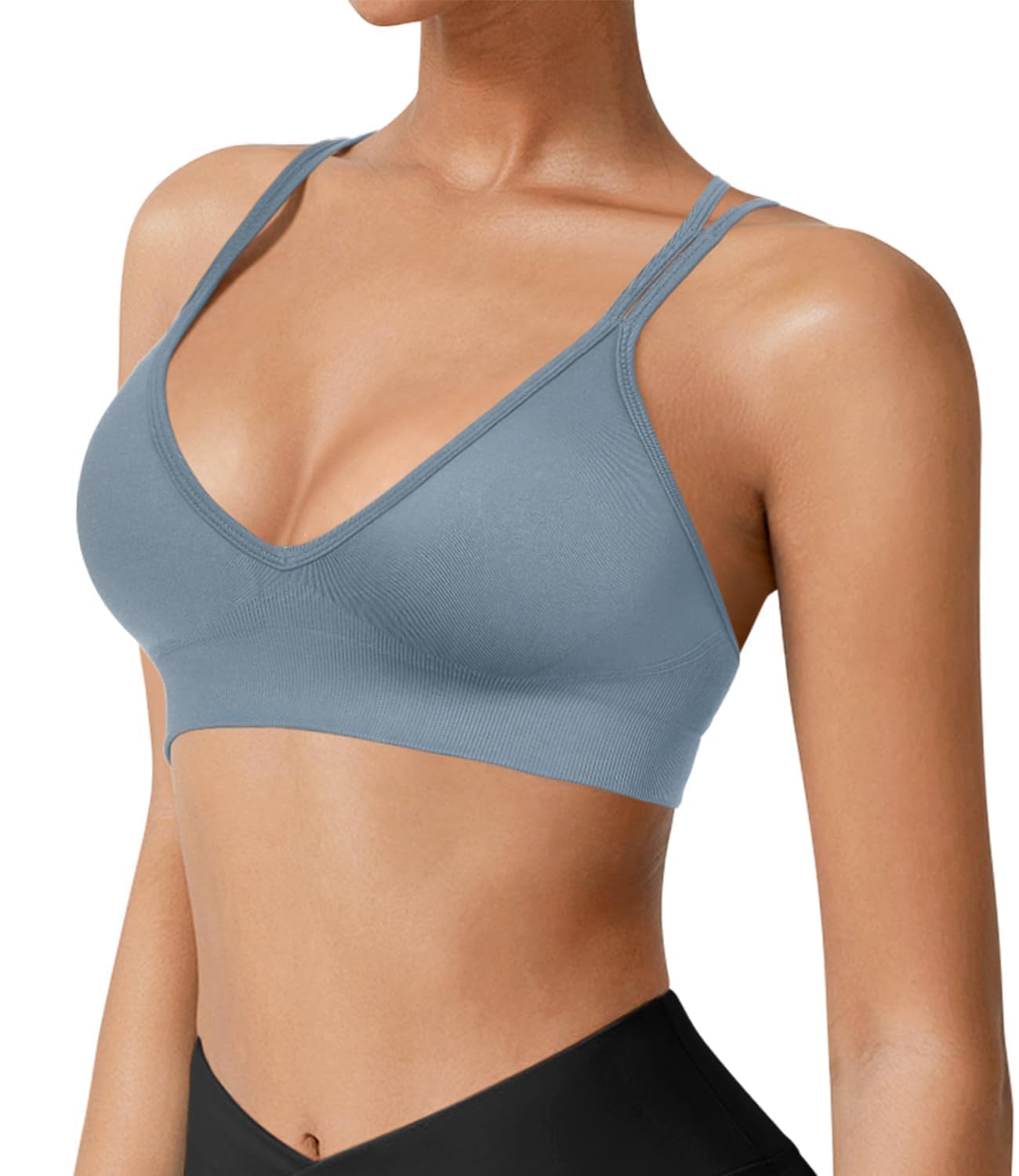 VEQKING Seamless V-Neck Cross Back Sports Bra 3 Pack — image 4