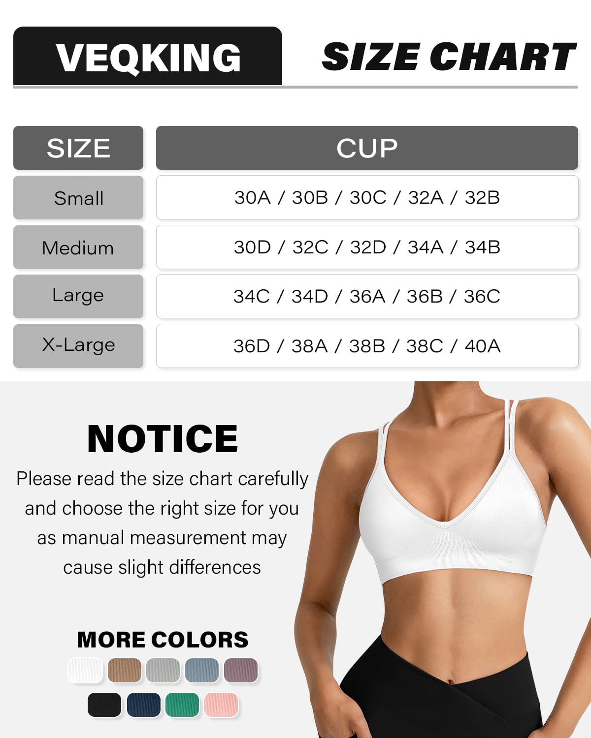 VEQKING Seamless V-Neck Cross Back Sports Bra 3 Pack — image 6