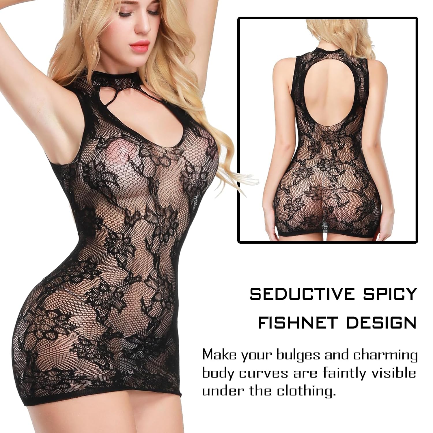 Famstar Women's Fishnet Lingerie Set Bodysuit Teddy — image 6