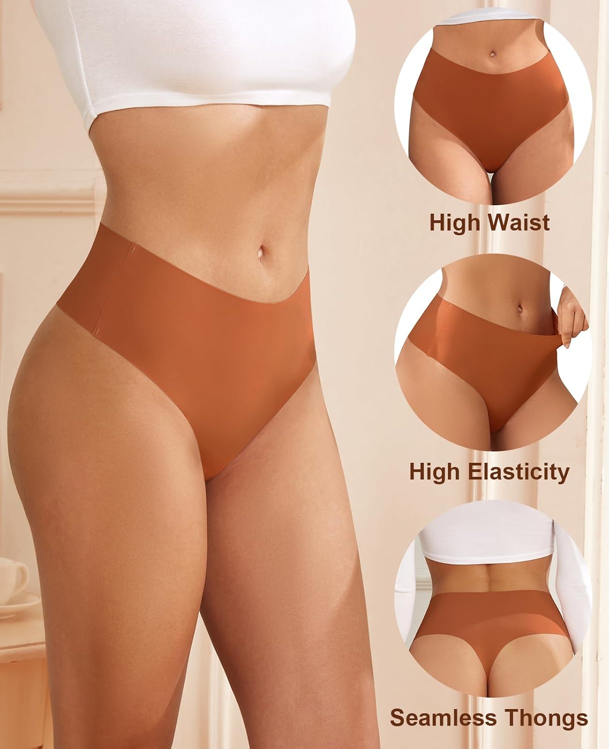Oshkang High Waisted Seamless Thong 6 Pack — image 3