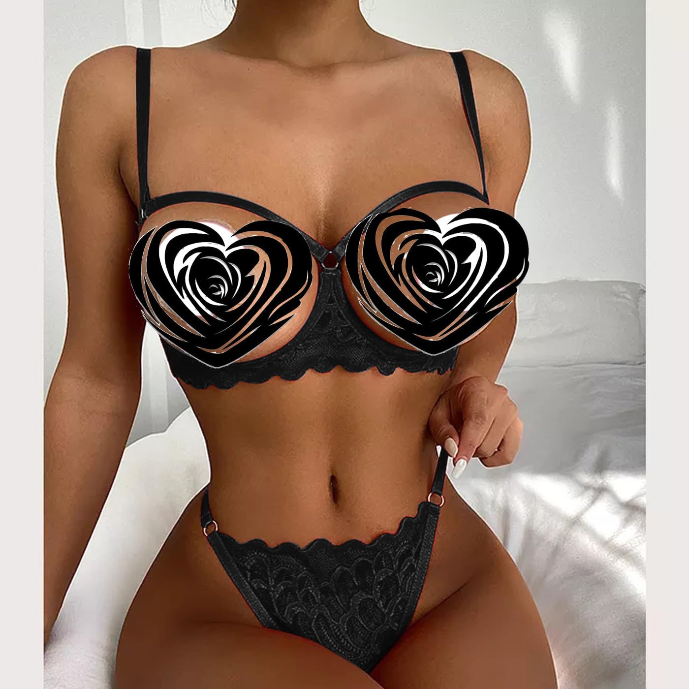 HOTSO Floral Lace Mesh Babydoll Set — image 3
