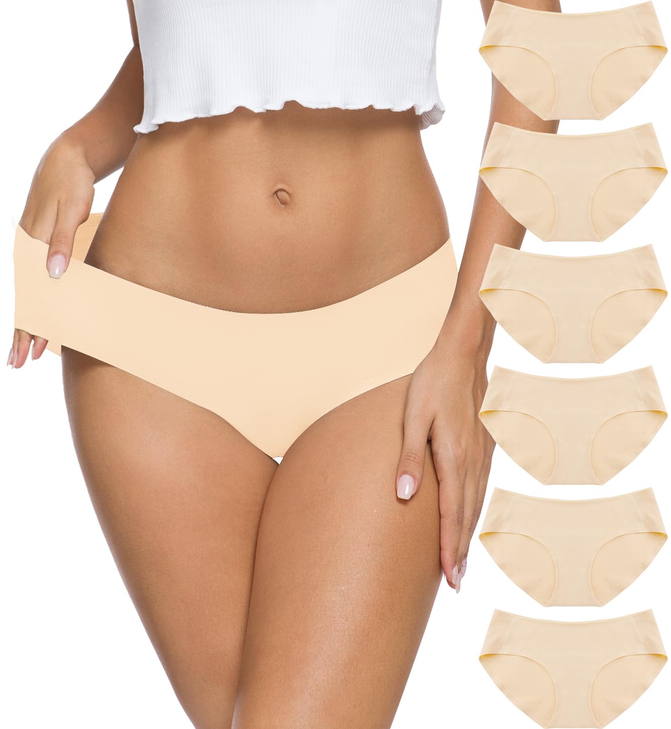 Altheanray Women's Seamless Cotton Hipster Bikini Briefs 6-Pack