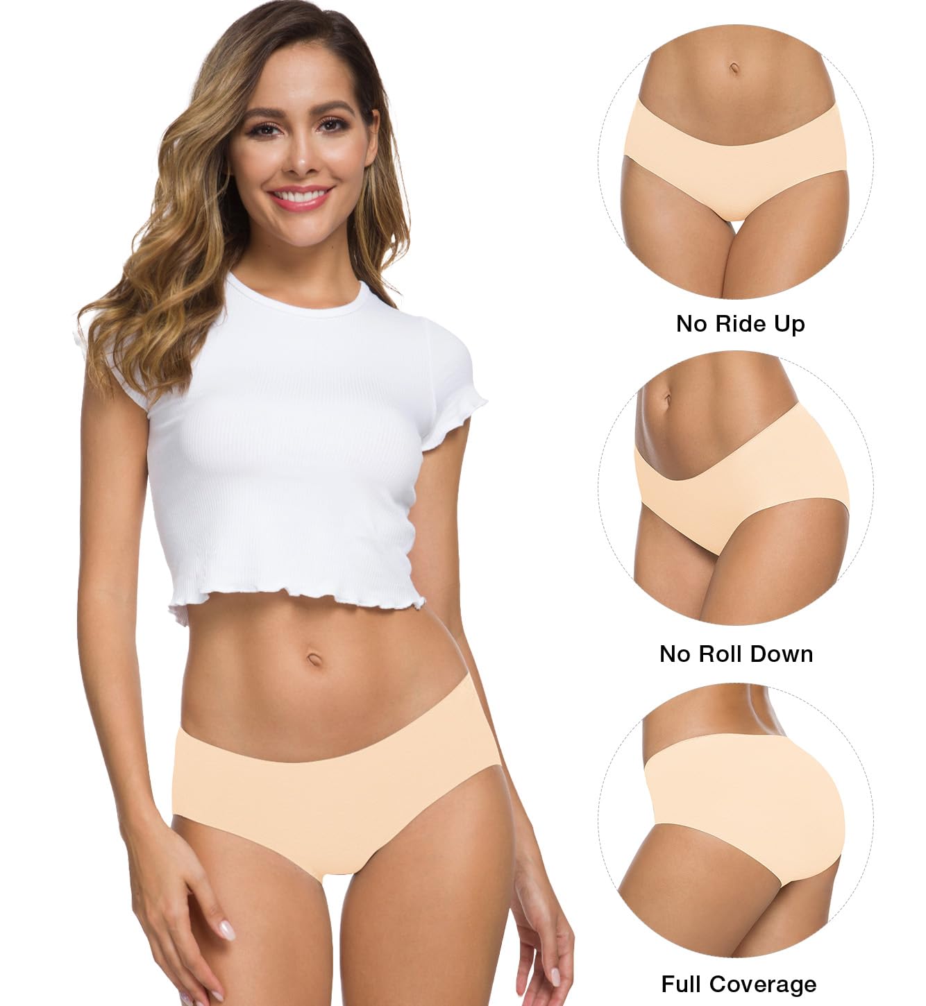 Altheanray Women's Seamless Cotton Hipster Bikini Briefs 6-Pack — image 2