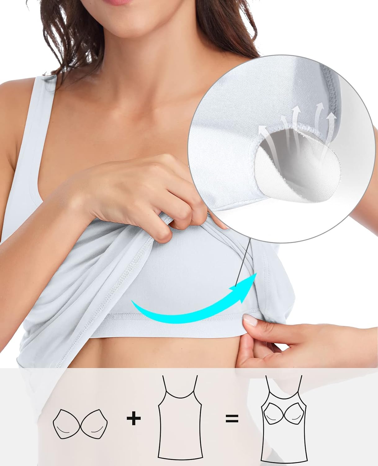 V FOR CITY Cotton Tank Top with Built-in Bra — image 4
