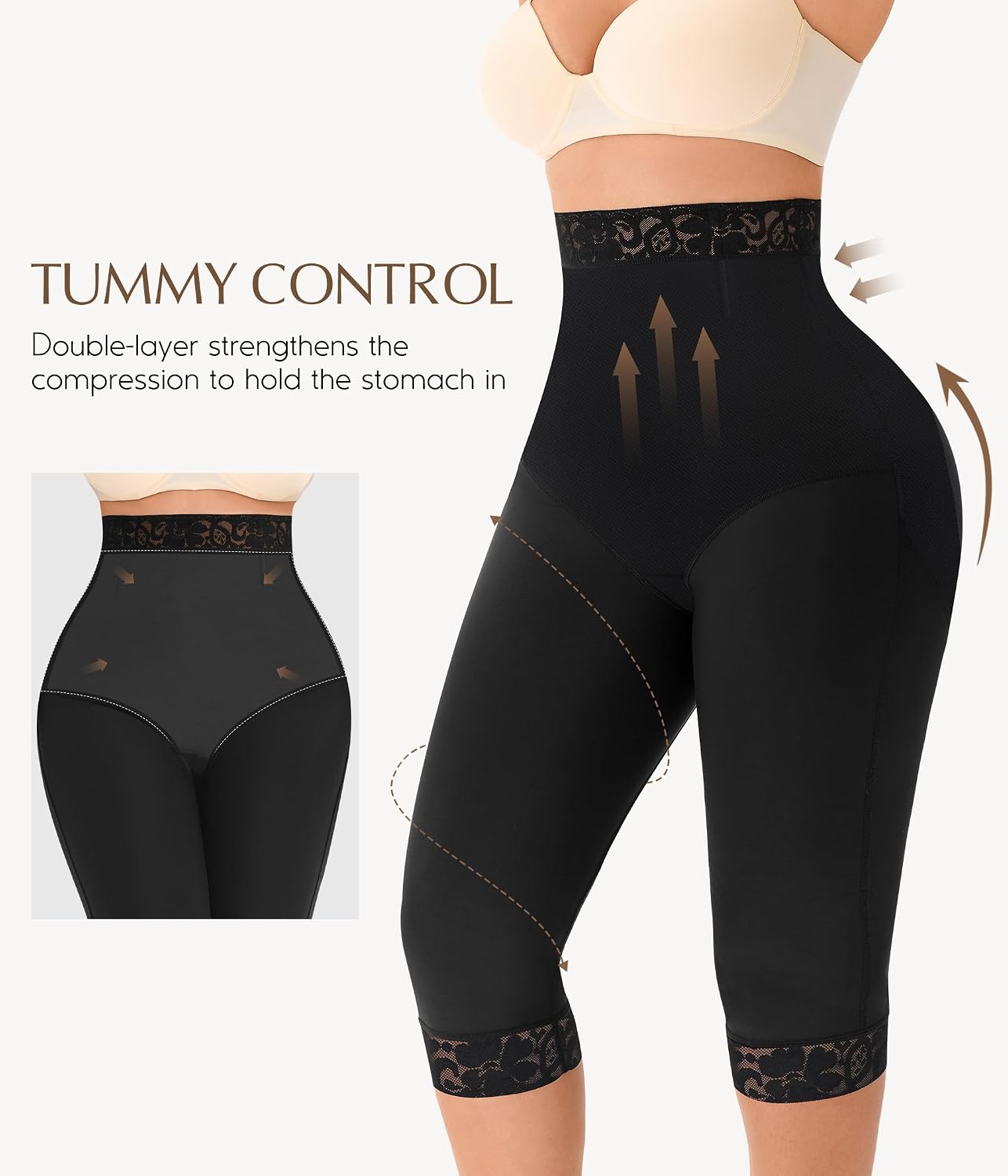 MERYOSZ High Waisted Tummy Control Shapewear Capri — image 2