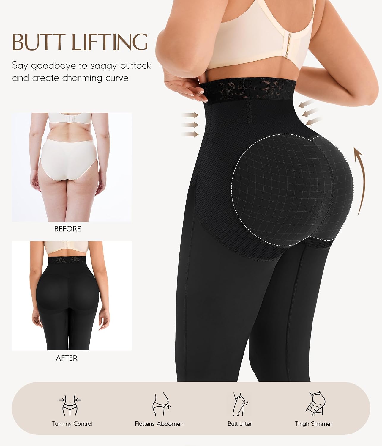 MERYOSZ High Waisted Tummy Control Shapewear Capri — image 3