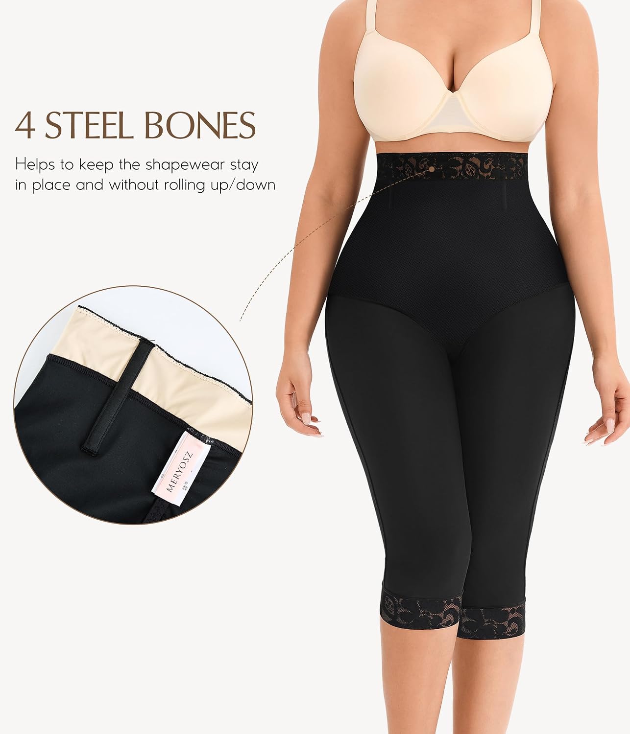 MERYOSZ High Waisted Tummy Control Shapewear Capri — image 4