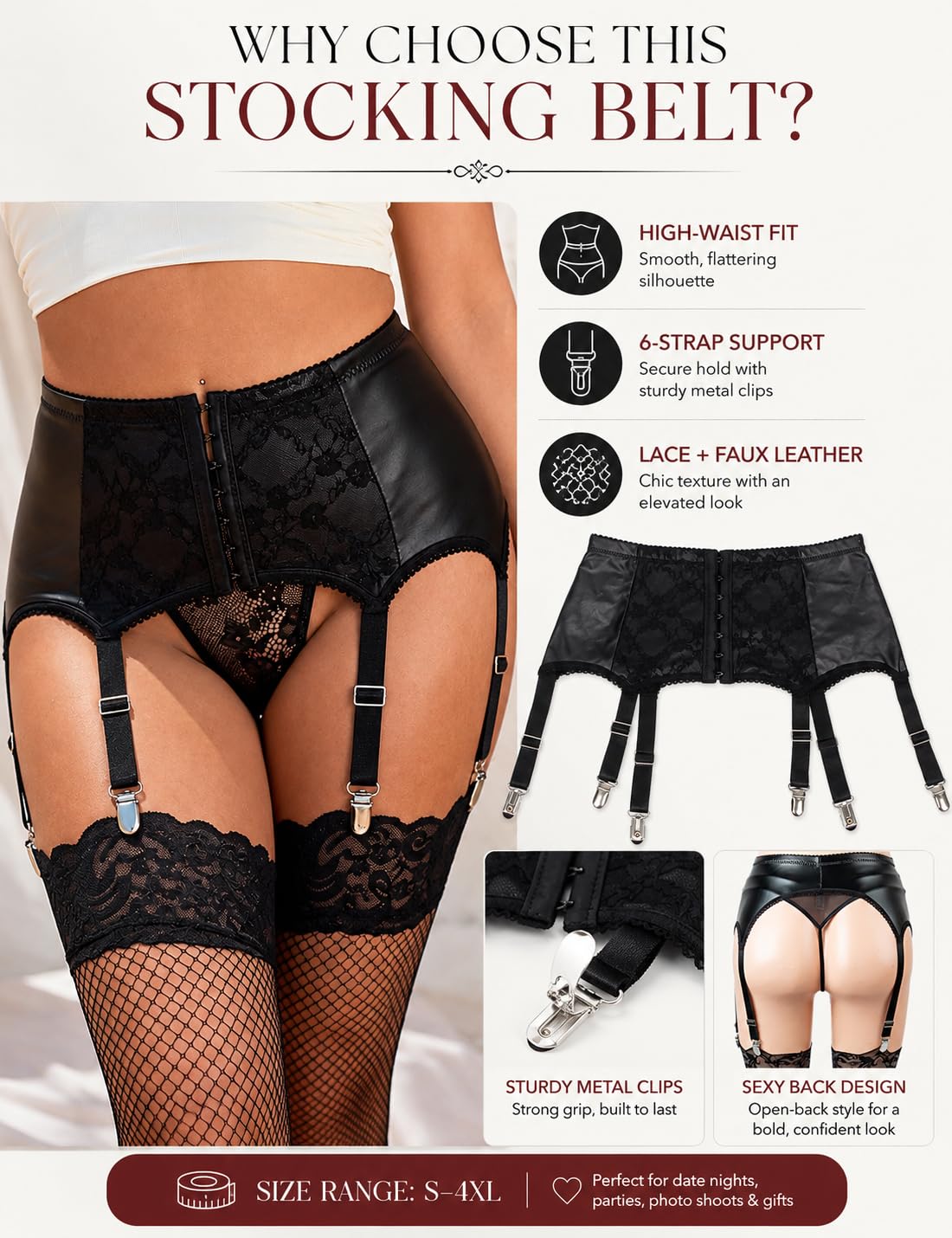 ohyeahlady Women's Faux Leather Garter Belt — image 5