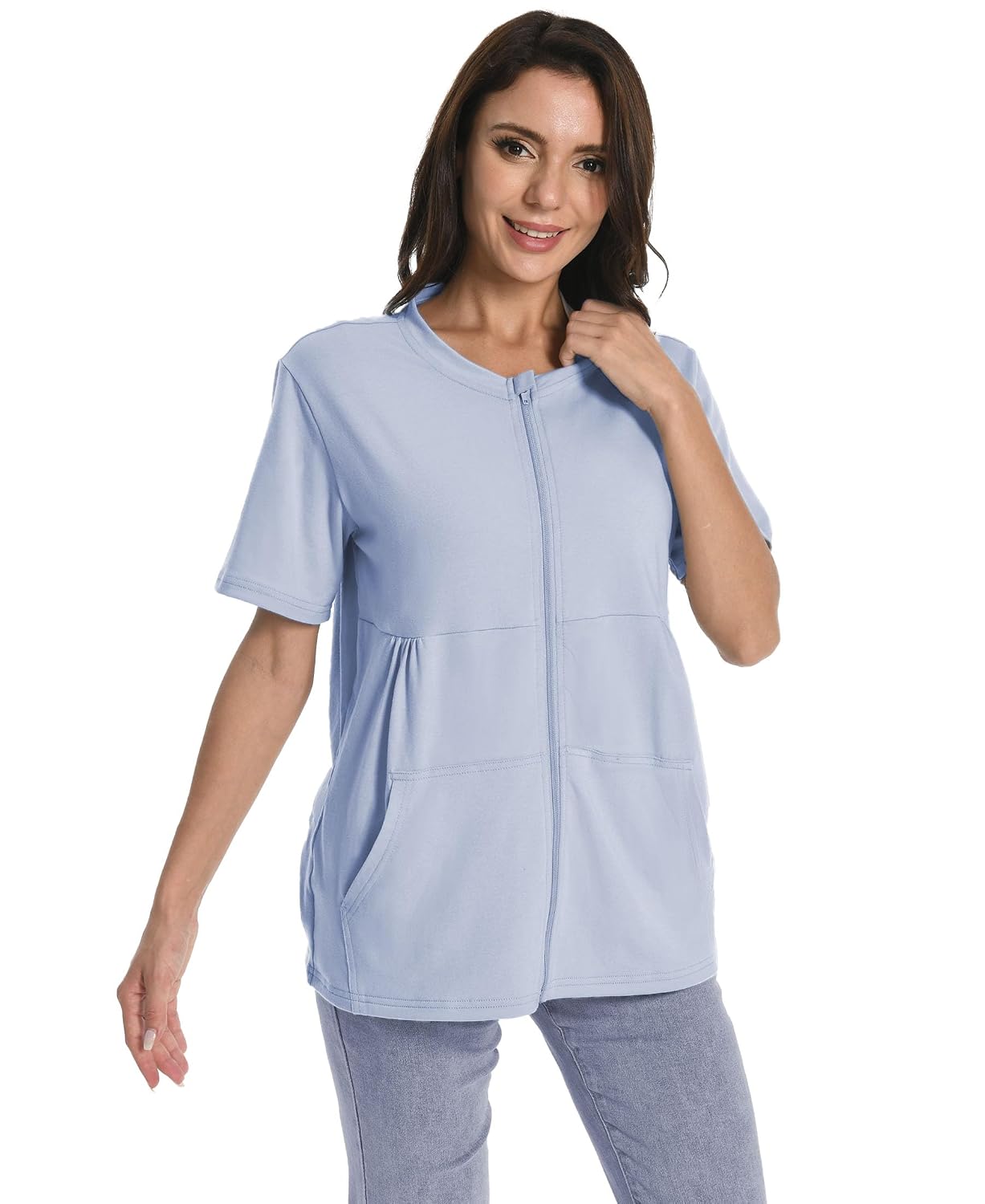 Meuponc Post Mastectomy Zip Up Shirt with Drain Pockets — image 2