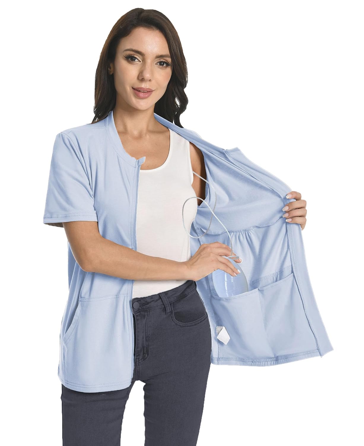 Meuponc Post Mastectomy Zip Up Shirt with Drain Pockets — image 6