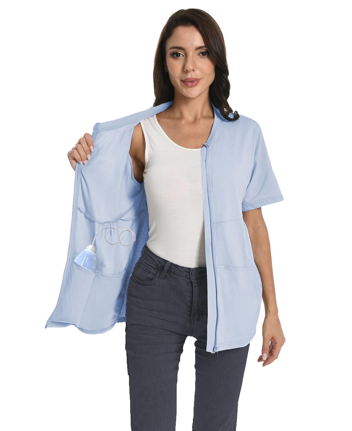 Meuponc Post Mastectomy Zip Up Shirt with Drain Pockets — image 7