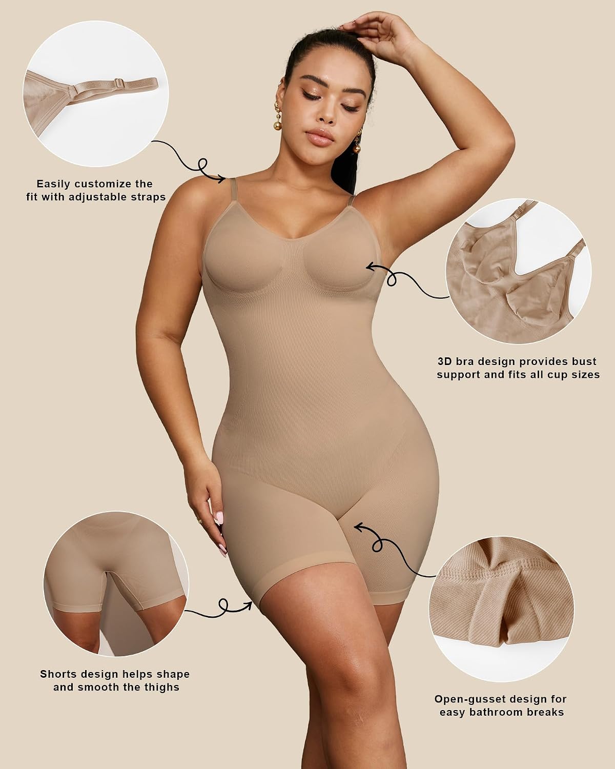 PAUKEE Backless Shapewear Bodysuit Tummy Control — image 4