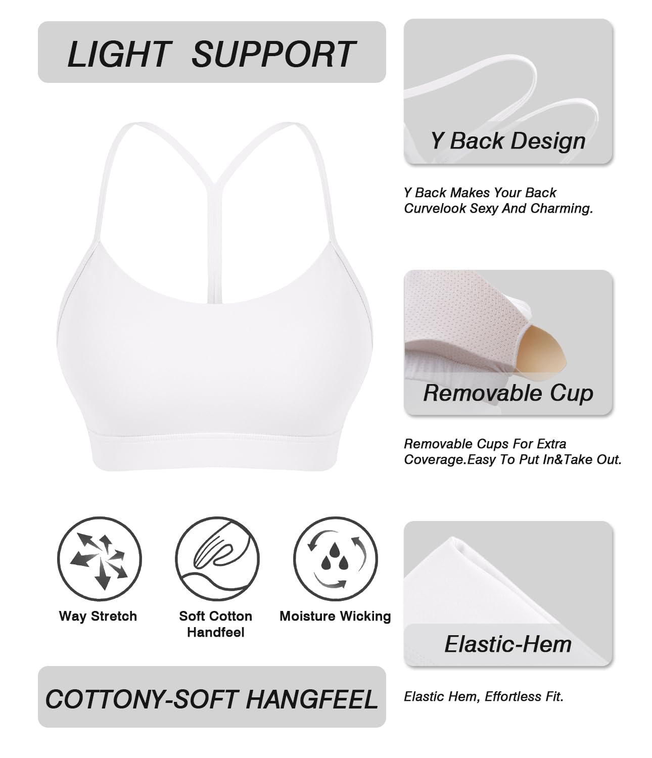 Comper Women's Racerback Sports Bra with Thin Straps — image 3