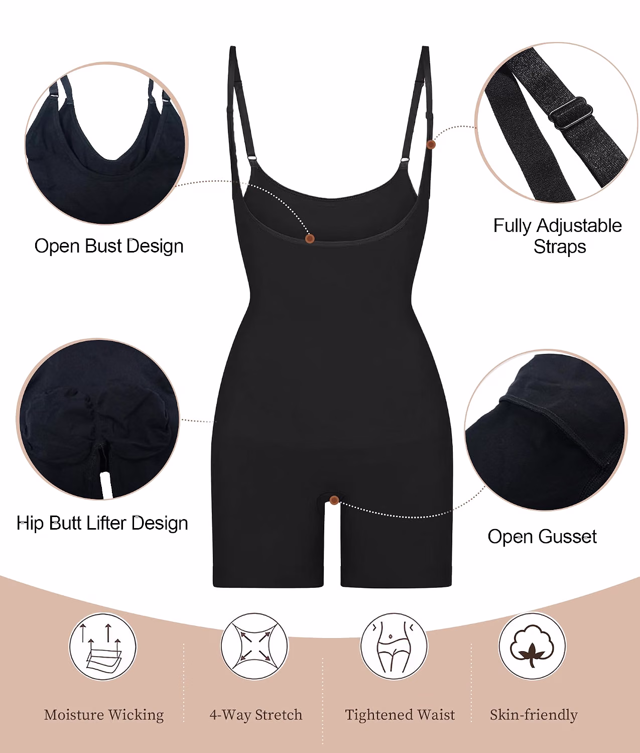SHAPERX Tummy Control Seamless Bodysuit — image 4