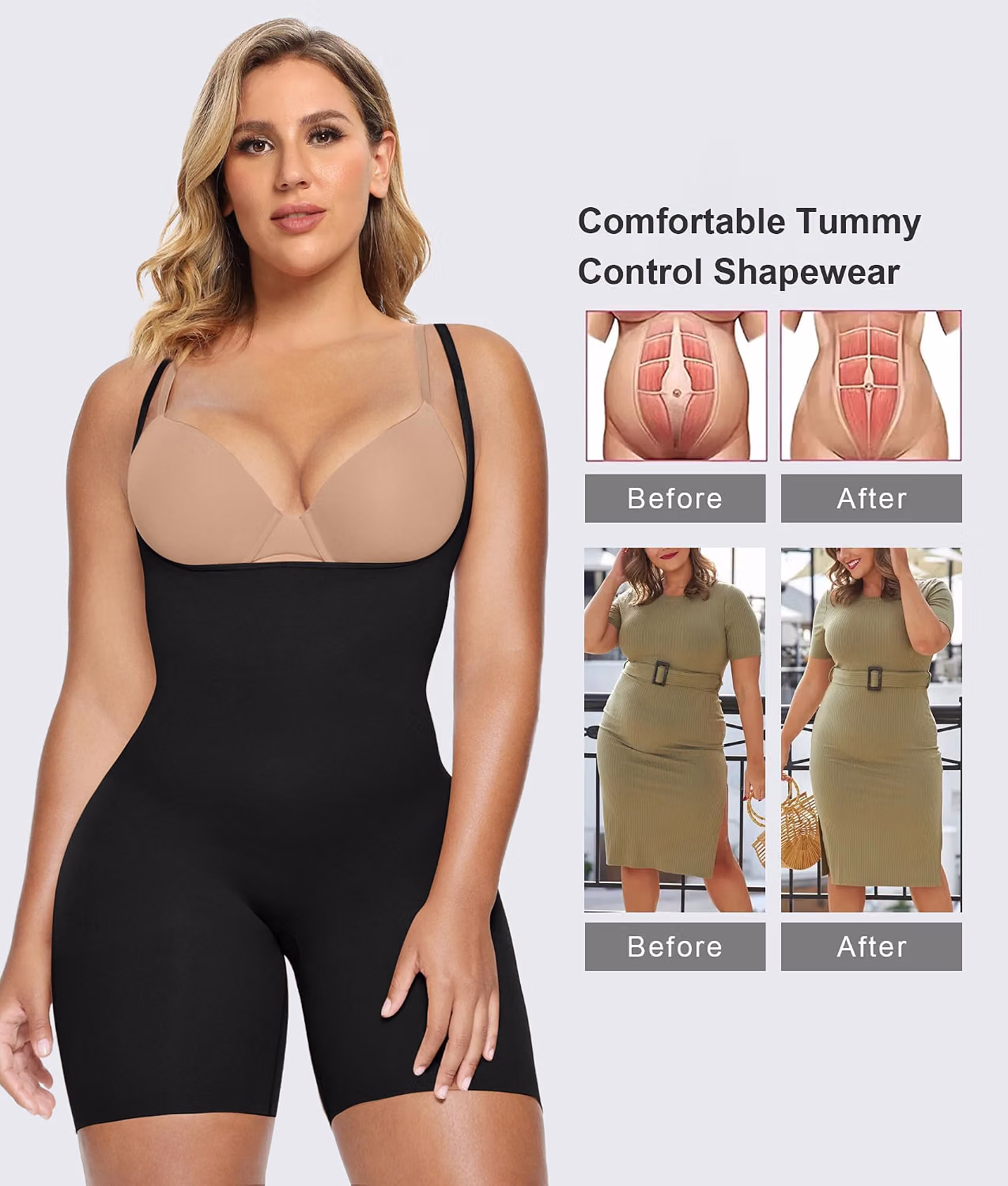 SHAPERX Tummy Control Seamless Bodysuit — image 5