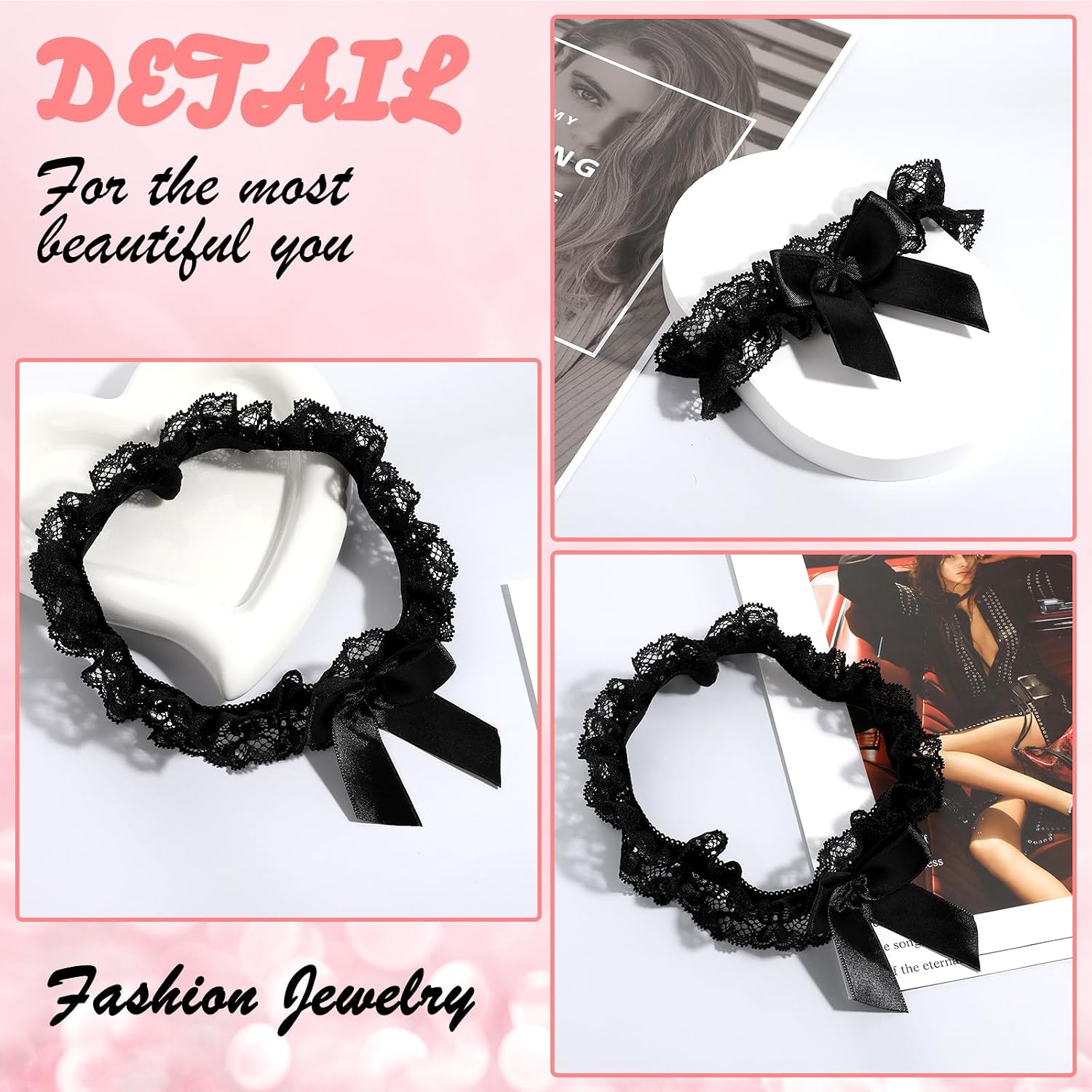 Tyqour Black Wedding Garter with Bowknot — image 5