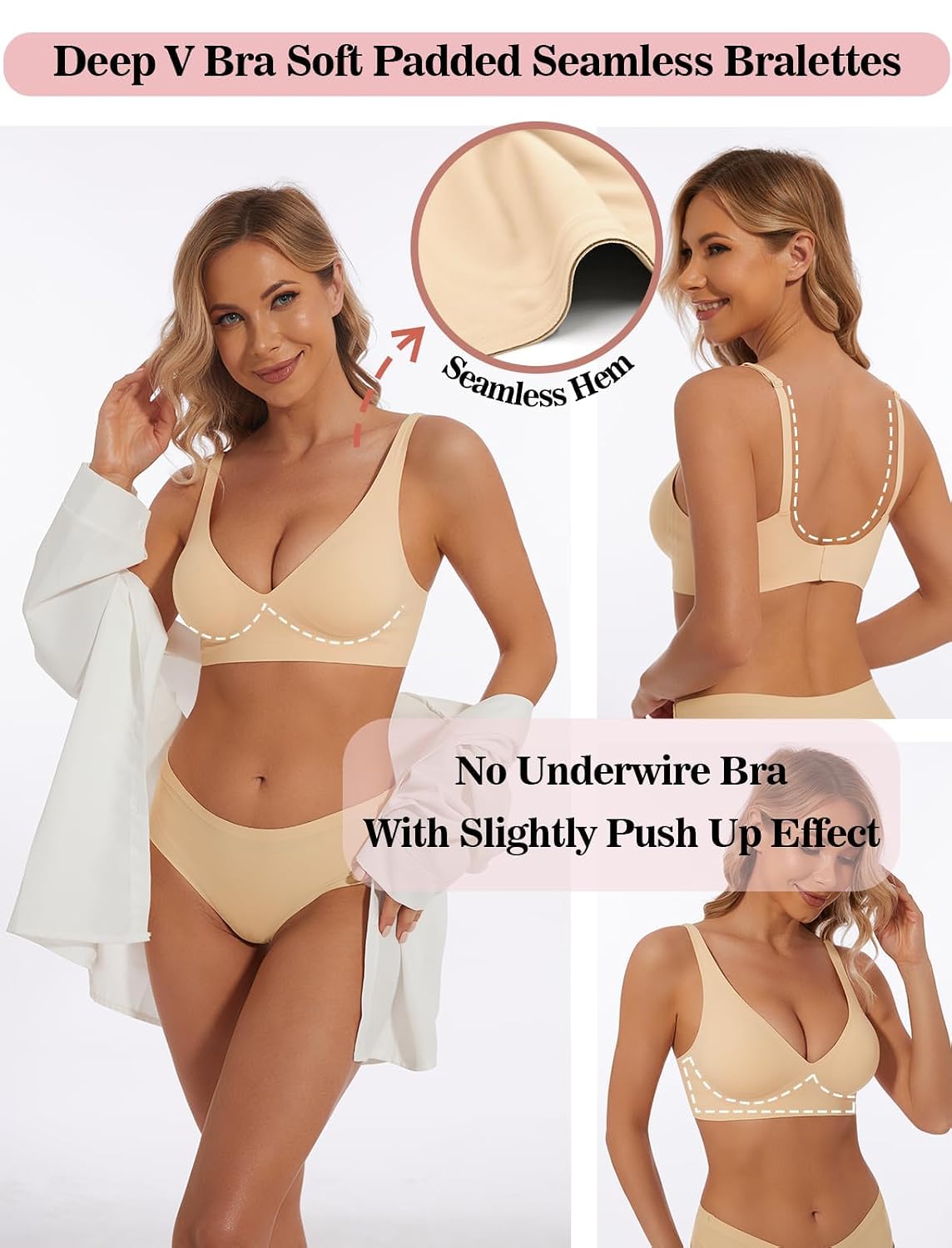 BOUFOR Deep V Wireless Push-Up Bralette — image 4