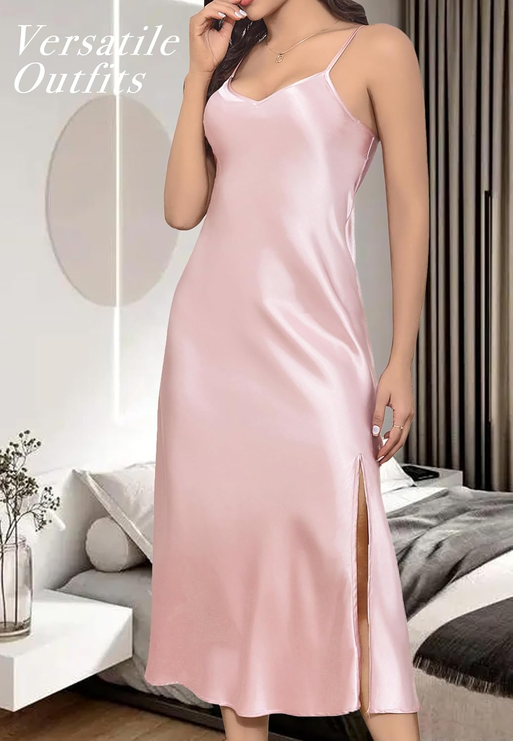 ALCEA ROSEA Long Satin Slip Dress — image 4