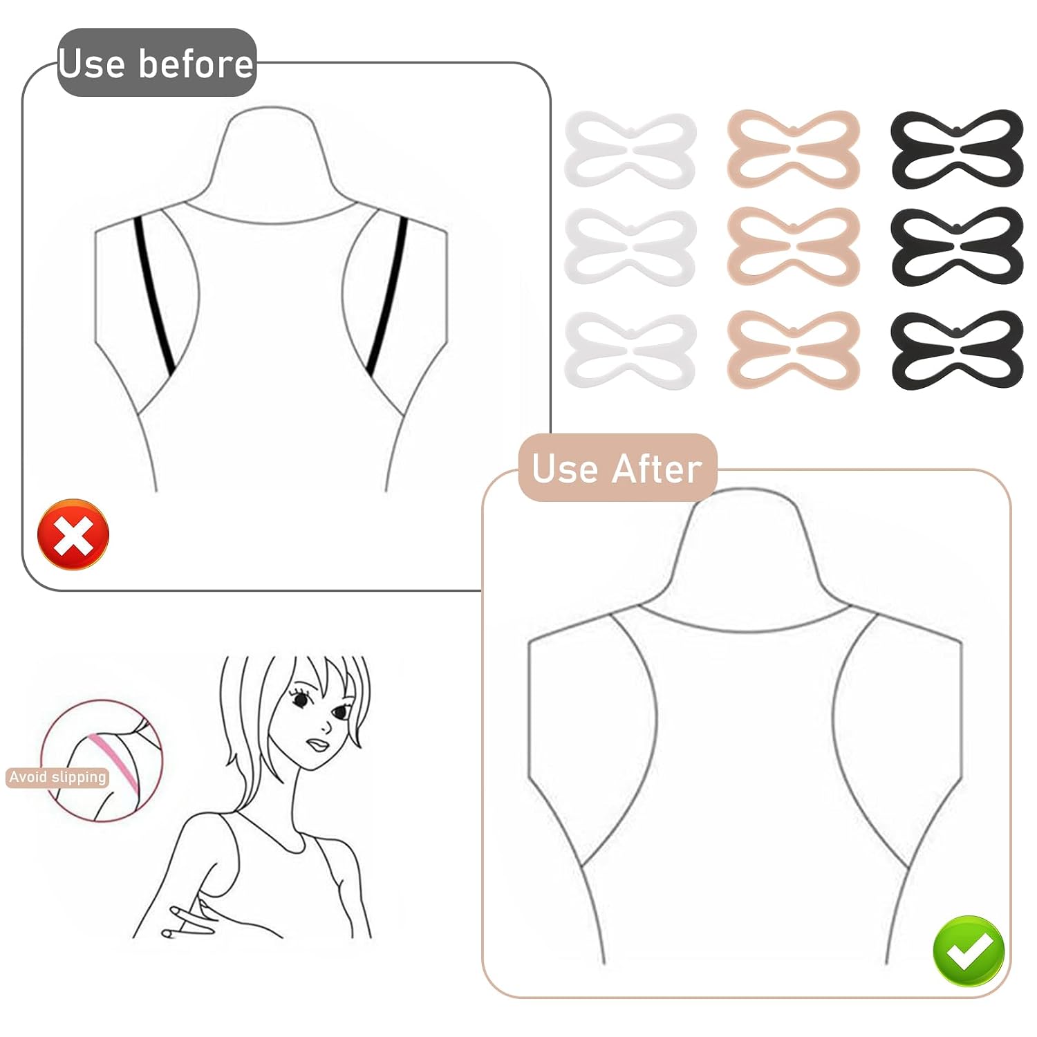 Hariendny Anti-Slip Bra Strap Clips for Racerback — image 2