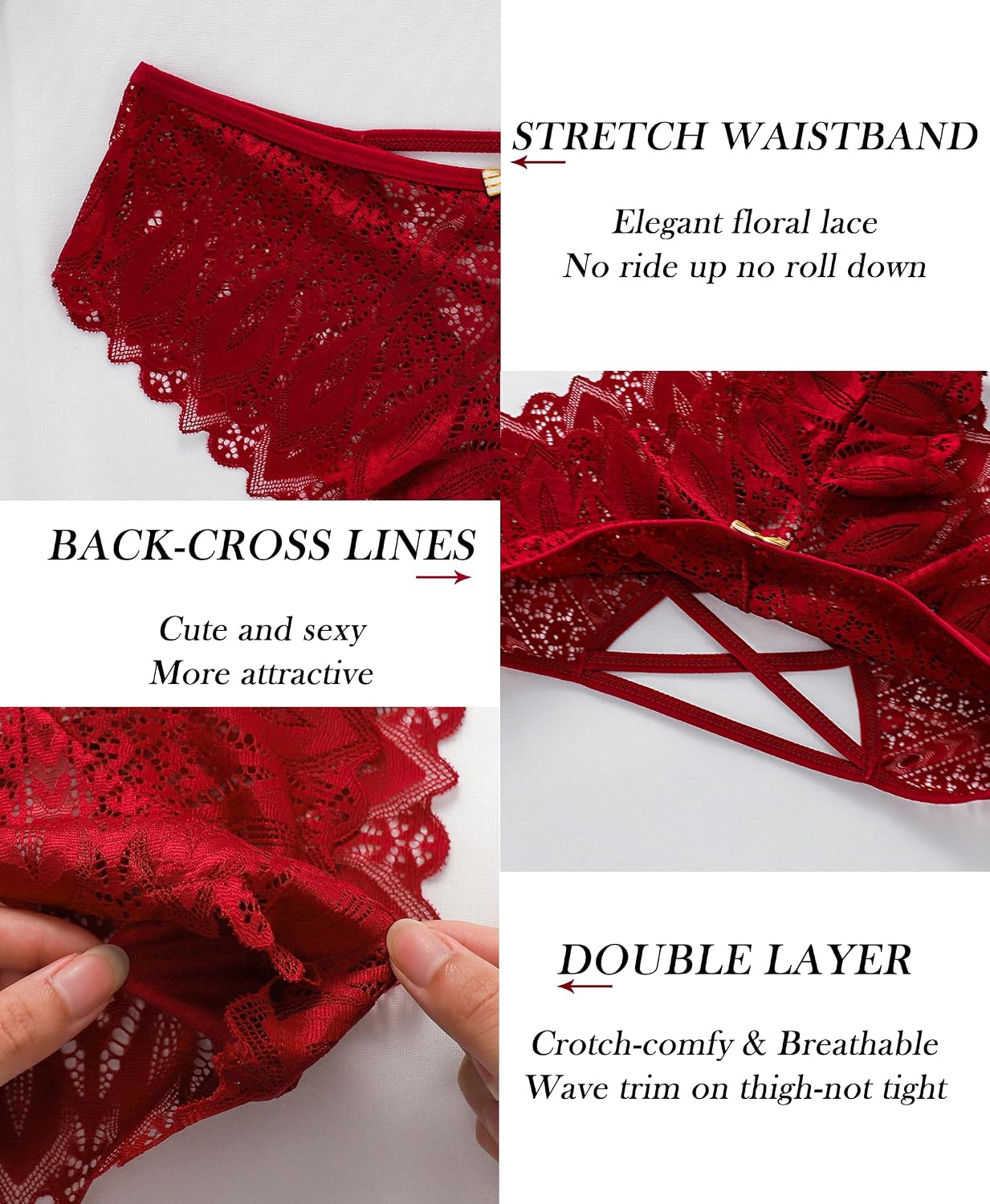 Kingfung Lace Cheeky Bikini Panties for Women — image 5