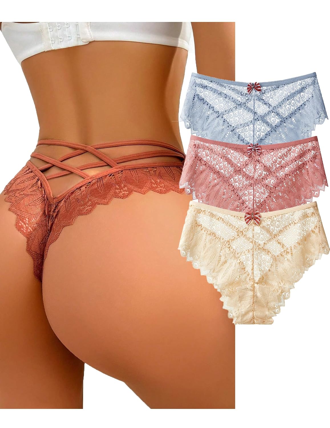 ZZSHLMY Women's Lace Thong Panties Low Rise