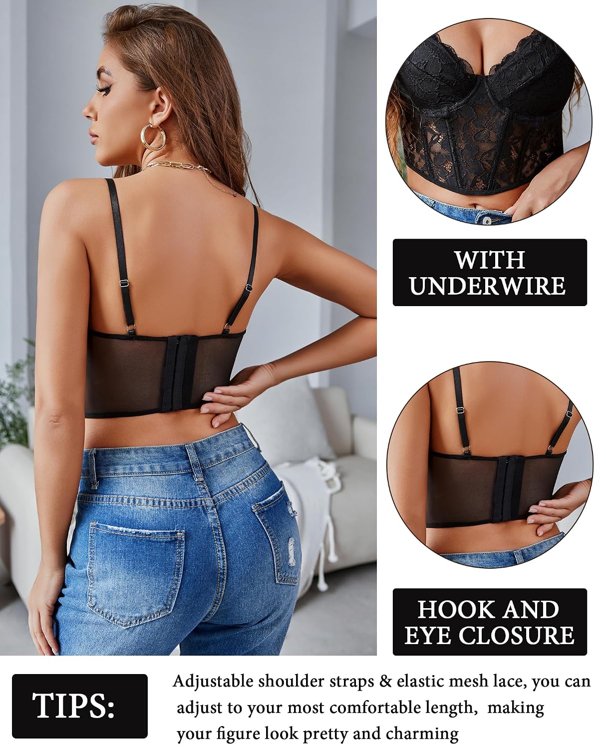 Avidlove Lace V-Neck Underwire Bralette Bustier — image 2