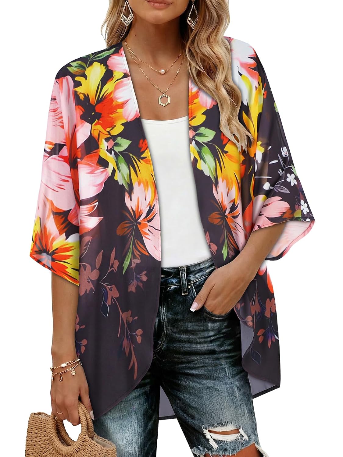 JILUVIN Women's Loose Kimono Cardigan Cover-Up — image 7