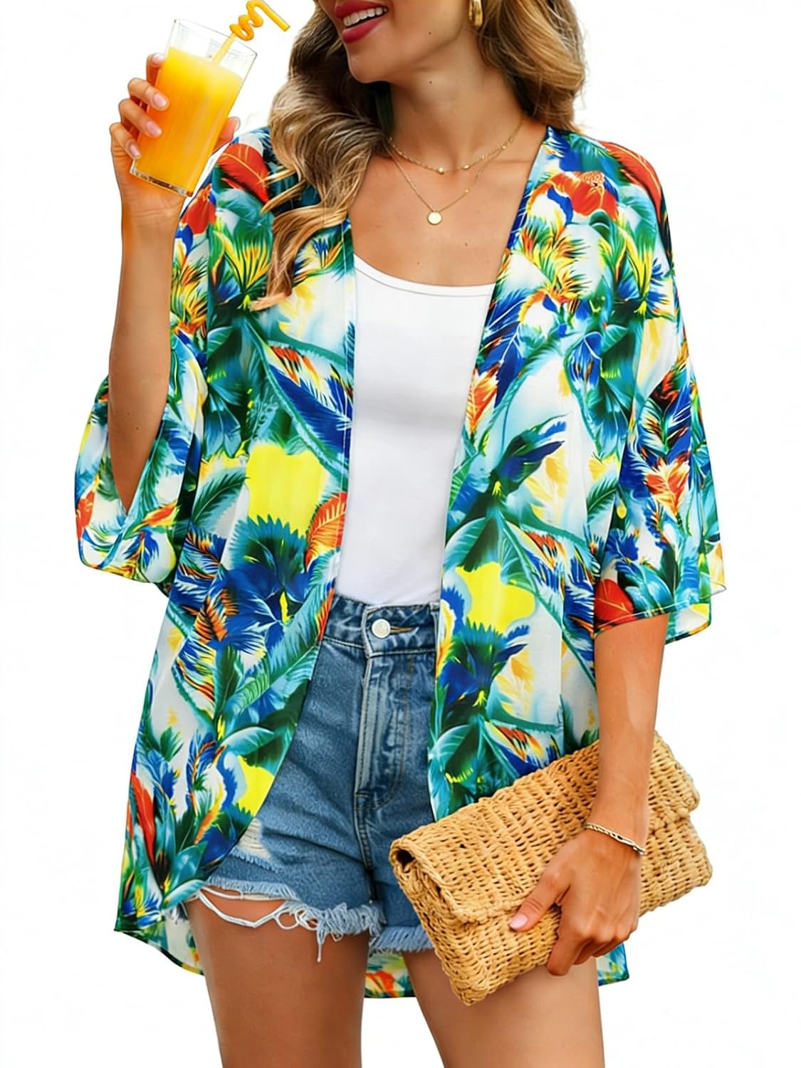 JILUVIN Women's Loose Kimono Cardigan Cover-Up — image 8