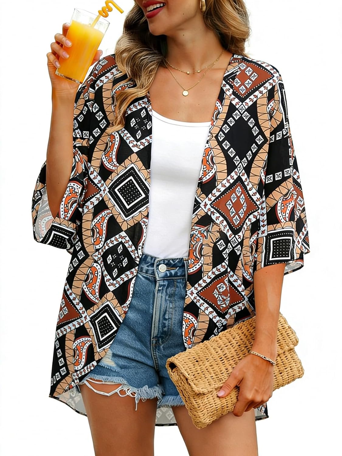 JILUVIN Women's Loose Kimono Cardigan Cover-Up — image 9
